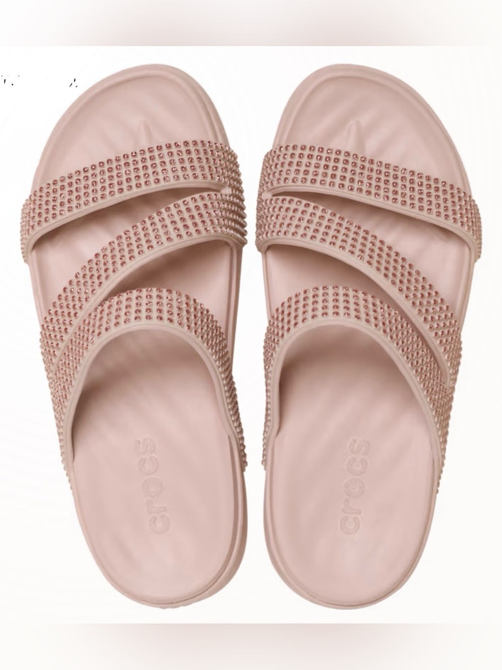 CROCS Women's Blush Pink Jeweled Slide Sandals